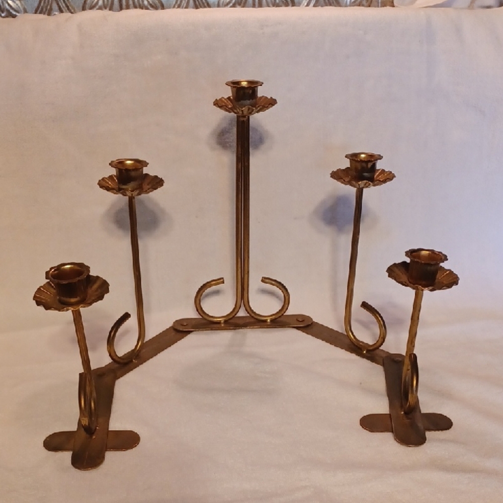 Home Interior Candle Holder Adjustable Gold Tone Metal